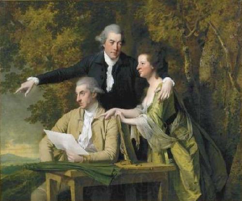 Joseph wright of derby D Ewes Coke his wife, Hannah, and his cousin Daniel Coke, by Wright, Norge oil painting art